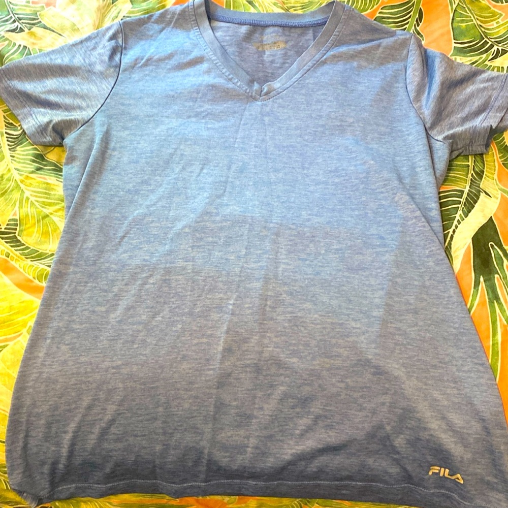 blue workout top, full coverage dry fit